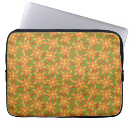Retro Sunburst Daisy Blomma i Guld Oliv Laptop Fodral