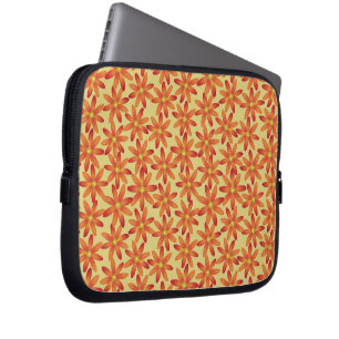 Retro Sunburst Daisy Blommig i Varmt Gult Laptop Fodral