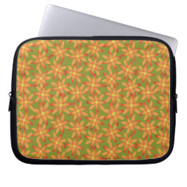 Retro Sunburst Daisy Floral in Golden Olive Laptop Fodral