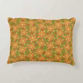 Retro Sunburst Daisy Floral in Golden Olive Prydnadskudde