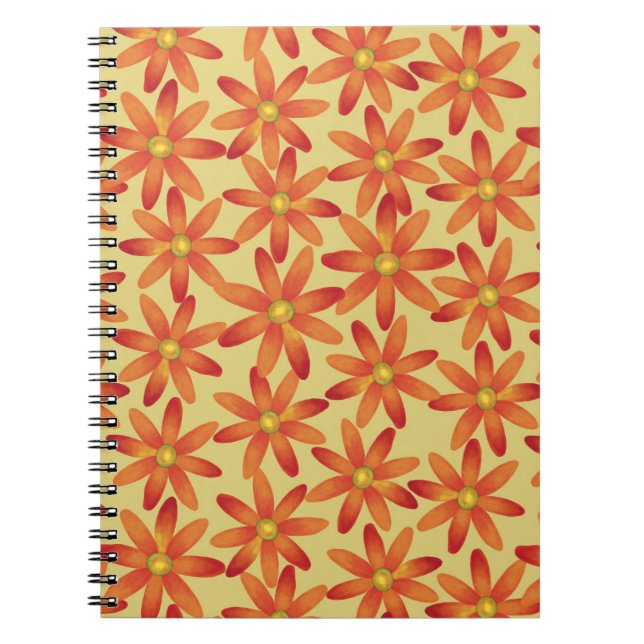 Retro Sunburst Daisy Floral in Warm Yellow Anteckningsbok (Framsidan)