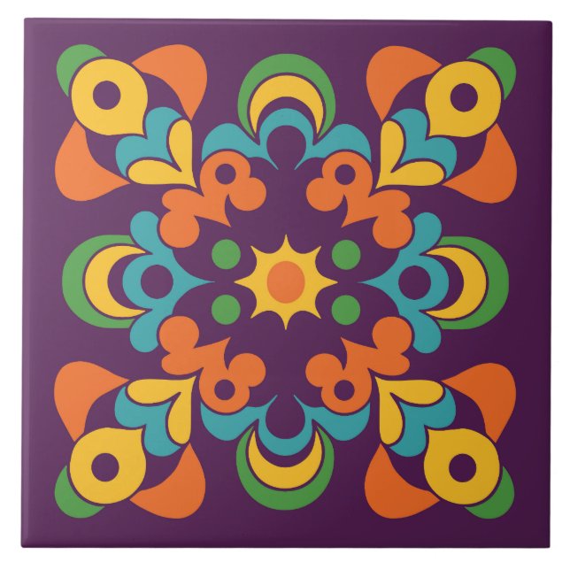 Retro Sunburst Flare Kakelplatta (Framsidan)