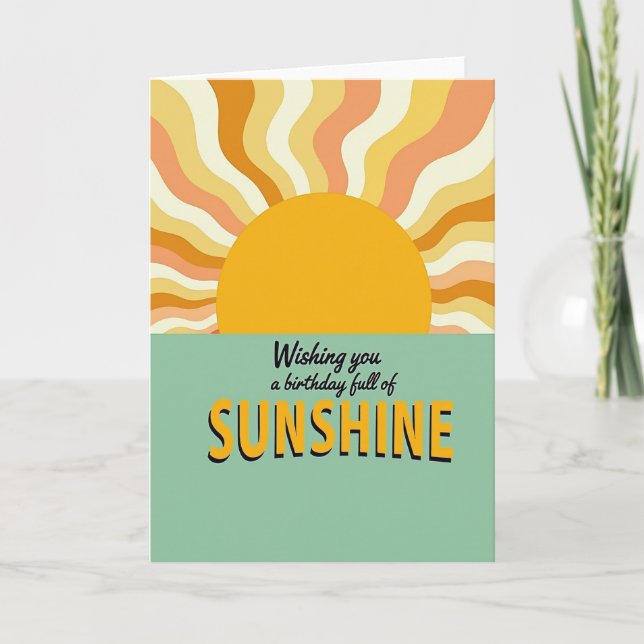 Retro Sunburst Födelsedagskort Kort (Framsida)