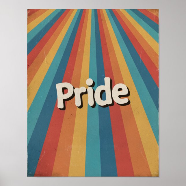 Retro Sunburst HBTQ+-stolthet Poster (Framsidan)