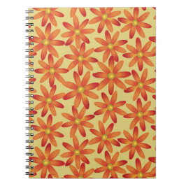Retro Sunburst Margret Daisy Blomma i Varmt Gult Anteckningsbok