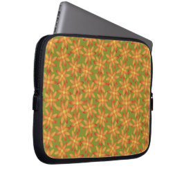 Retro Sunburst Marguerit Blommig i Guld Oliv Laptop Fodral