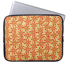 Retro Sunburst Marguerit Blommig i Varmt Gult Laptop Fodral