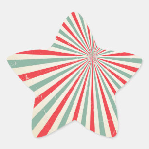 Retro Sunburst Mid Century Red & Grönt Starburst Stjärnformat Klistermärke