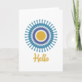 Retro Sunburst Note Card (blått och Guld) Anteckningskort