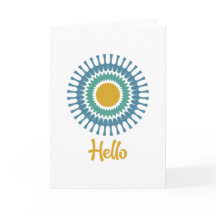 Retro Sunburst Note Card i Grönt och Guld