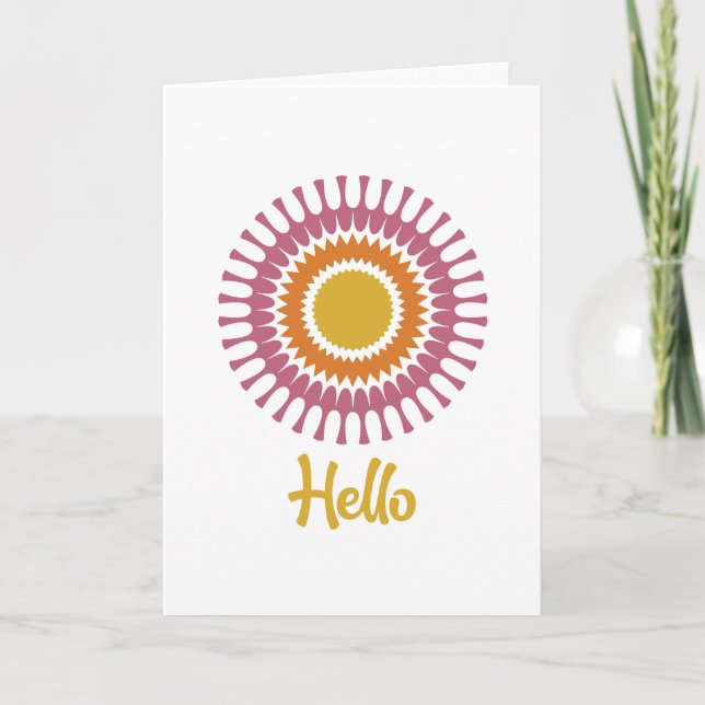 Retro Sunburst Note Card i Guld och Lila Anteckningskort (Framsida)