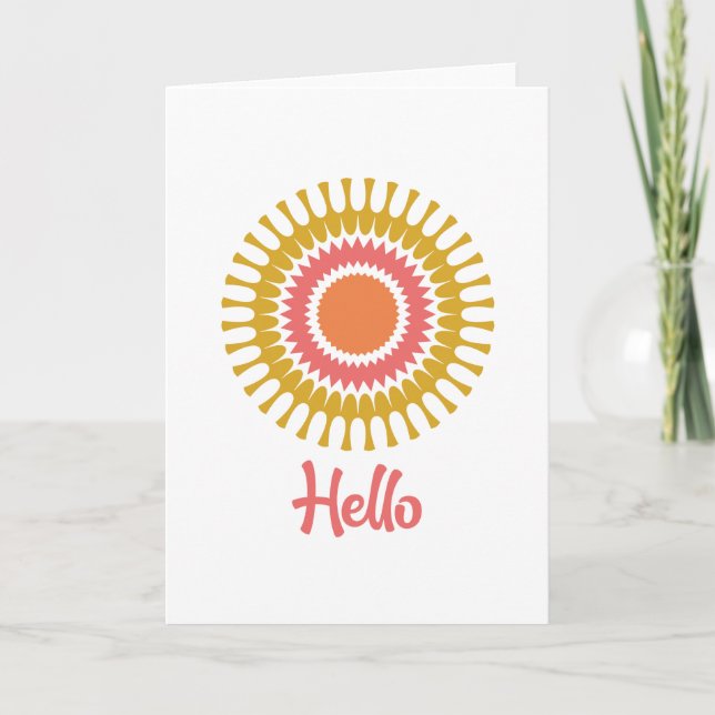 Retro Sunburst Note Card i Red, Orange och Guld Anteckningskort (Framsida)