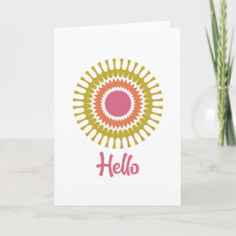 Retro Sunburst Note Card in Olive and Cranberry Anteckningskort