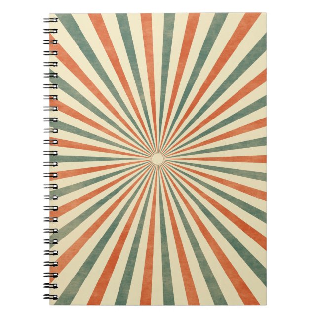 Retro Sunburst Spiral Vintage Design Anteckningsbok (Framsidan)