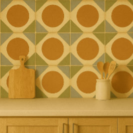 Retro Sunburst Tile – Warm Geometric Design Kakelplatta