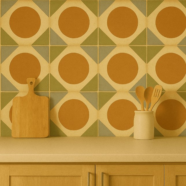 Retro Sunburst Tile – Warm Geometric Design Kakelplatta (Skapare uppladdad)