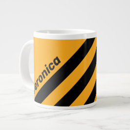 Retro Sunflower Buzz Tre Ränder med Namn Jumbo Mugg