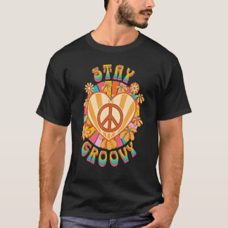 Retro Sunflower Hippie Stay Groovy Positive Mind H T Shirt