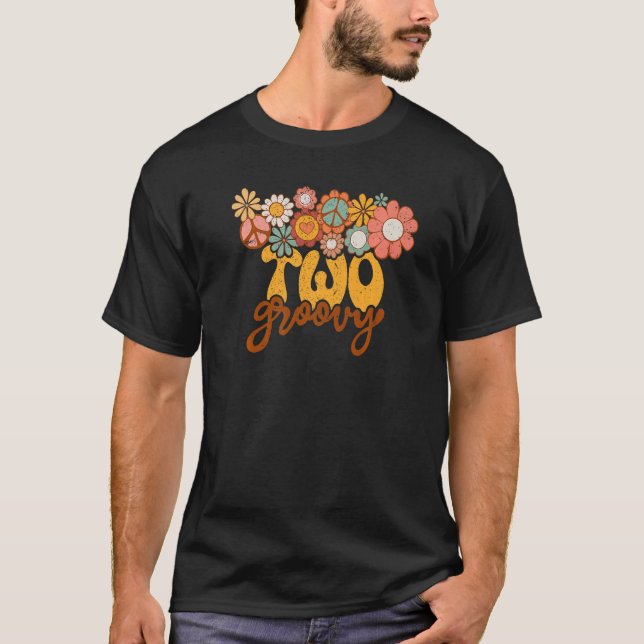 Retro Sunflower Hippie Two Groovy Positive Mind Ha T Shirt (Framsida)