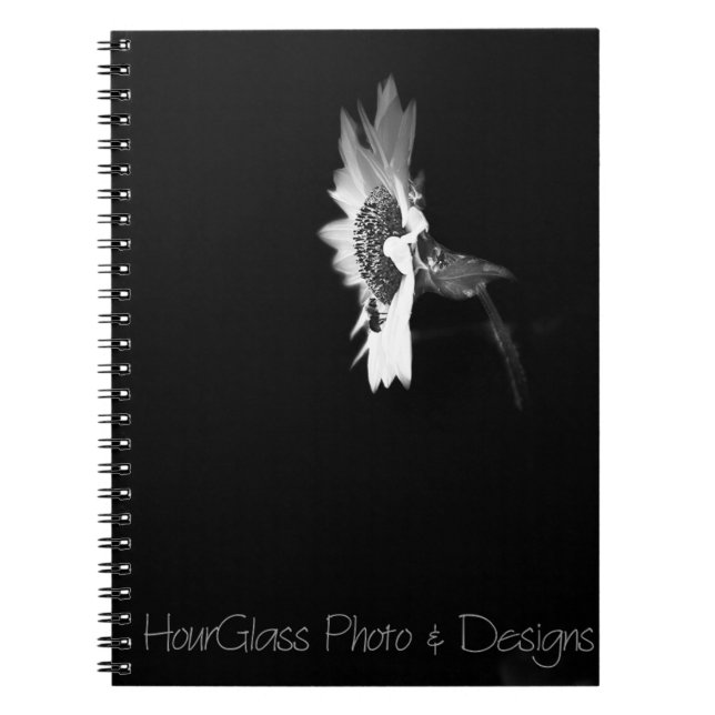 Retro Sunflower with Bee Spiral Photo Notebook Anteckningsbok (Framsidan)