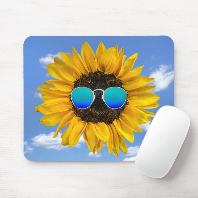 Retro Sunglass på solros Musmatta (Med mus)