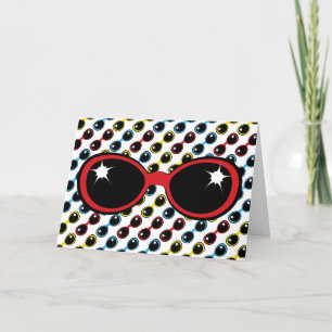 Retro Sunglass Red Blue Gult Bra Önskemål Kort