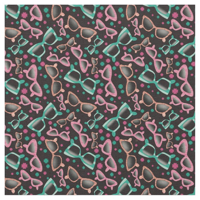 Retro Sunglasses Black Mönster Tyg (Närbild)