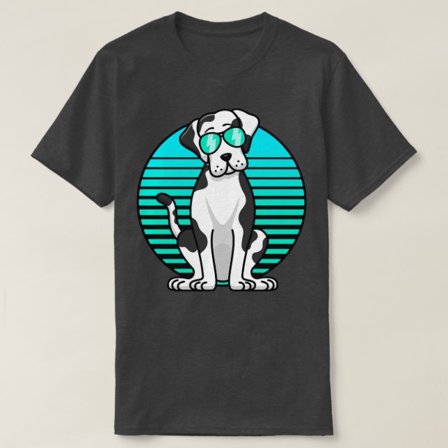 Retro Sunglasses Harlequin Great dane Kids Boys Do T Shirt (Design framsida)