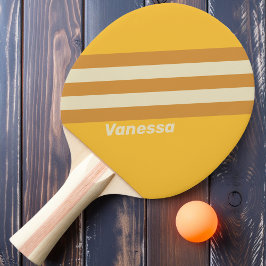 Retro Sunne Mustard Ränder med Namn Pingisracket