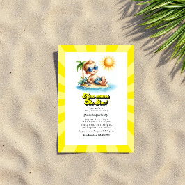 Retro Sunny Beach "here come the Son" Baby Shower Inbjudningar