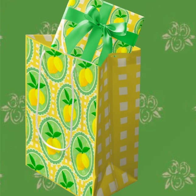 Retro Sunny Gult Lemons (Springtime fresh all occasion gift bags, several sizes.)
