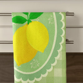 Retro Sunny Lemon Gult Vår Grönt Kökshandduk