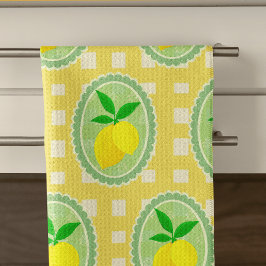 Retro Sunny Lemon Gult Vår Grönt Kökshandduk
