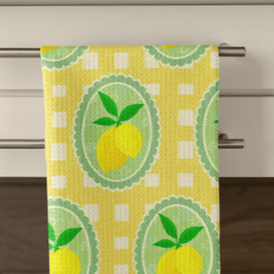 Retro Sunny Lemon Gult Vår Grönt Kökshandduk