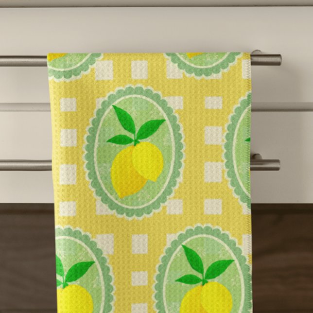 Retro Sunny Lemon Gult Vår Grönt Kökshandduk (Skapare uppladdad)