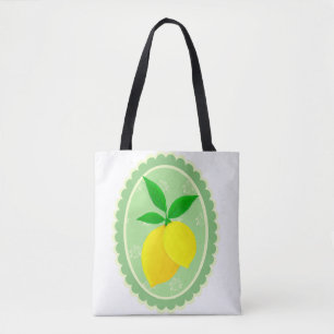 Retro Sunny Lemon Gult Vår Grönt White Tygkasse