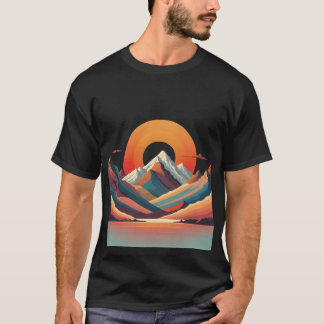 Retro Sunrise Mountains T Shirt