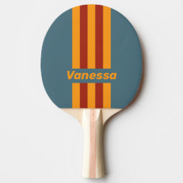 Retro Sunrise på Skiffera Pin Ränder med Namn Pingisracket