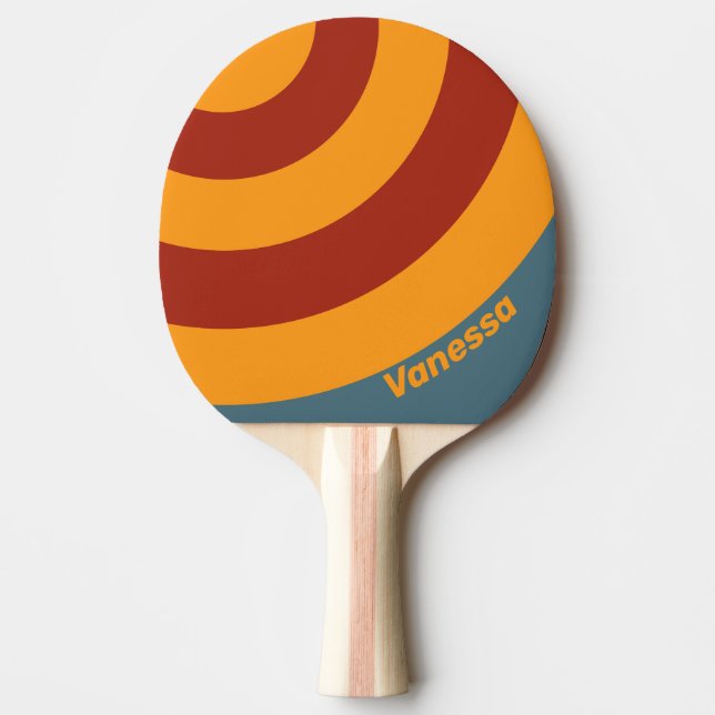 Retro Sunrise på Slate Circle Stripe med namn Pingisracket (Framsidan)