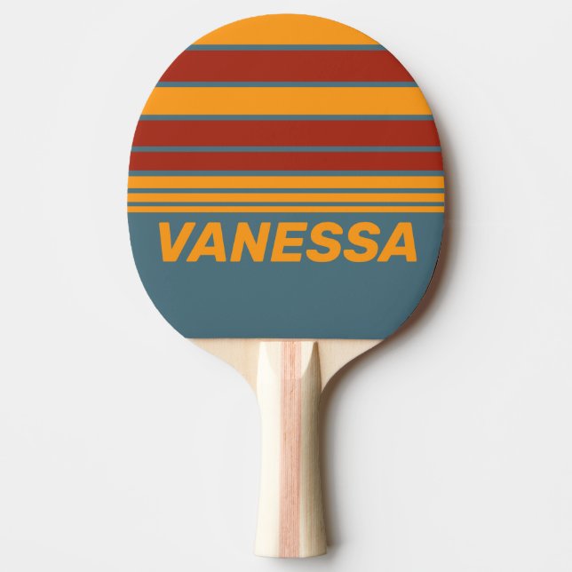 Retro Sunrise på Slate Horizon-randning med namn Pingisracket (Framsidan)