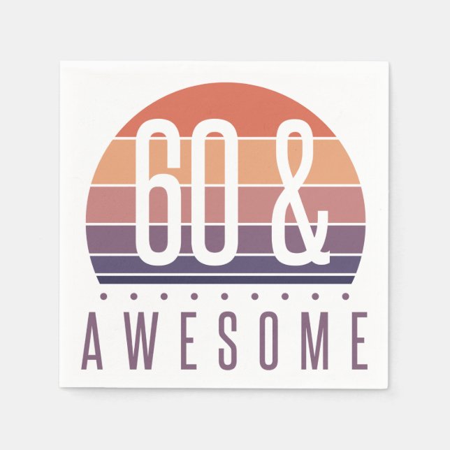 Retro Sunset 60:e födelsedagen Pappersservett (Framsidan)