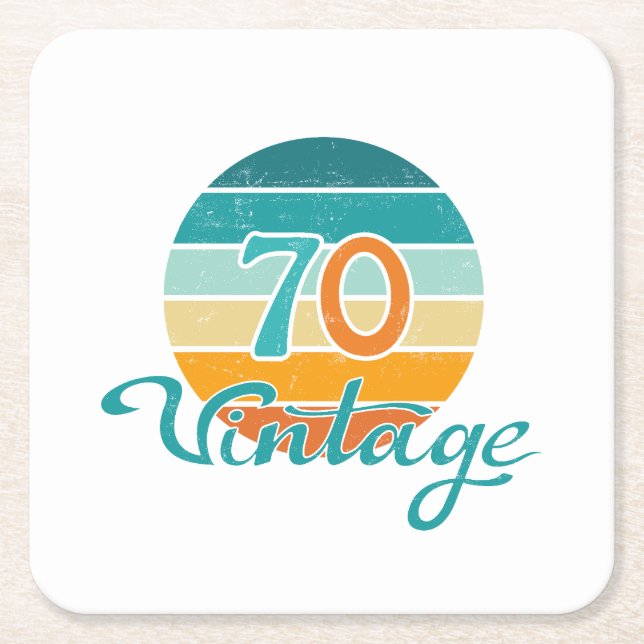 Retro Sunset 70 Vintage Disted Underlägg Papper Kvadrat (Framsidan)