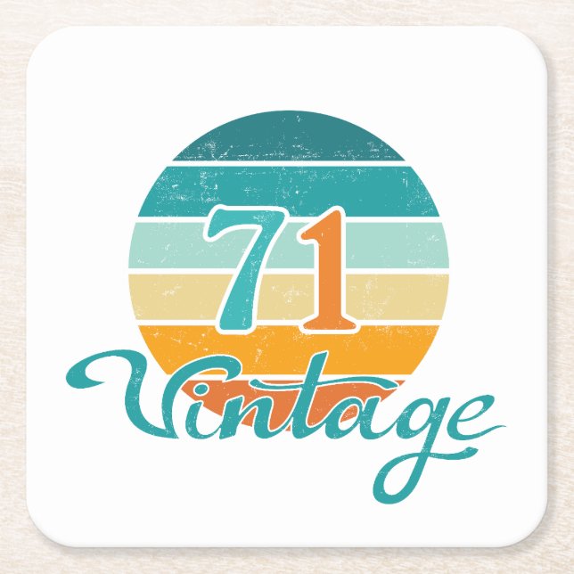 Retro Sunset 71 Vintage Distress Underlägg Papper Kvadrat (Framsidan)