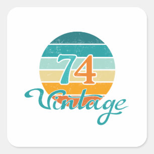 Retro Sunset 74 Vintage Distress Fyrkantigt Klistermärke