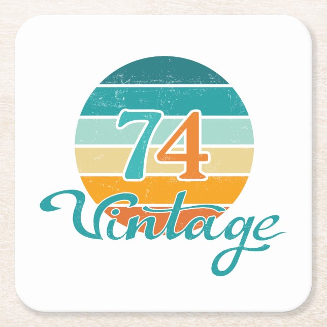 Retro Sunset 74 Vintage Distress Underlägg Papper Kvadrat (Framsidan)