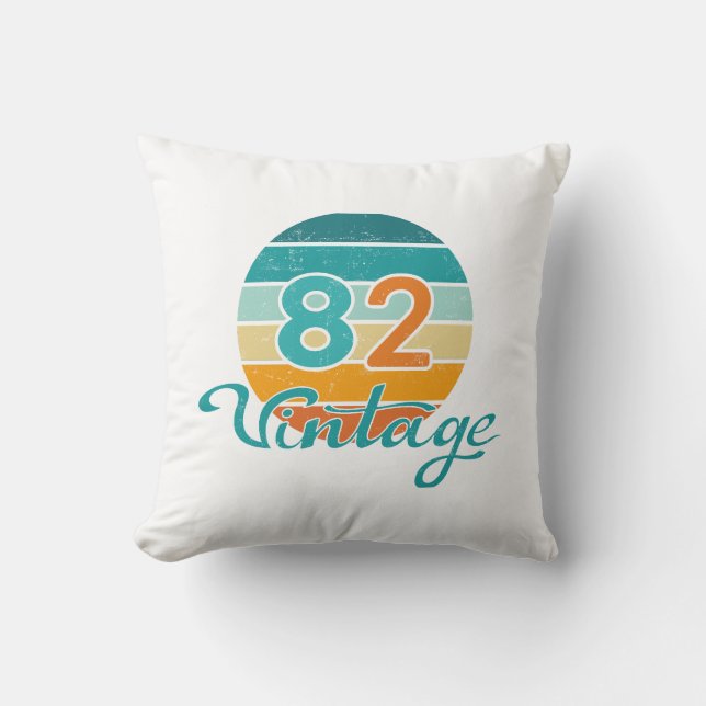 Retro Sunset 82 Vintage Distressed Kudde (Framsida)
