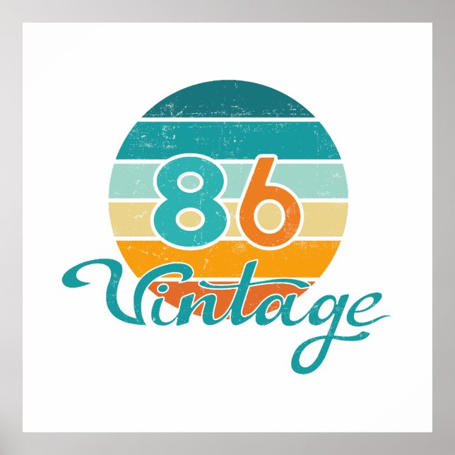 Retro Sunset 86 Vintage Distressed Poster (Framsidan)
