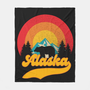 Retro Sunset Alaska Juneau Bear Mountains Vild AK Fleecefilt