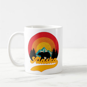 Retro Sunset Alaska Juneau Bear Mountains Vild AK Kaffemugg