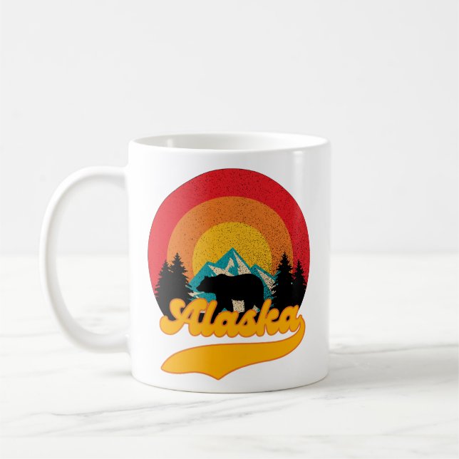 Retro Sunset Alaska Juneau Bear Mountains Vild AK Kaffemugg (Vänster)